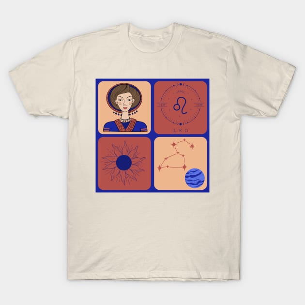 Leo Astrological Signs Pattern T-Shirt by i am Cuta